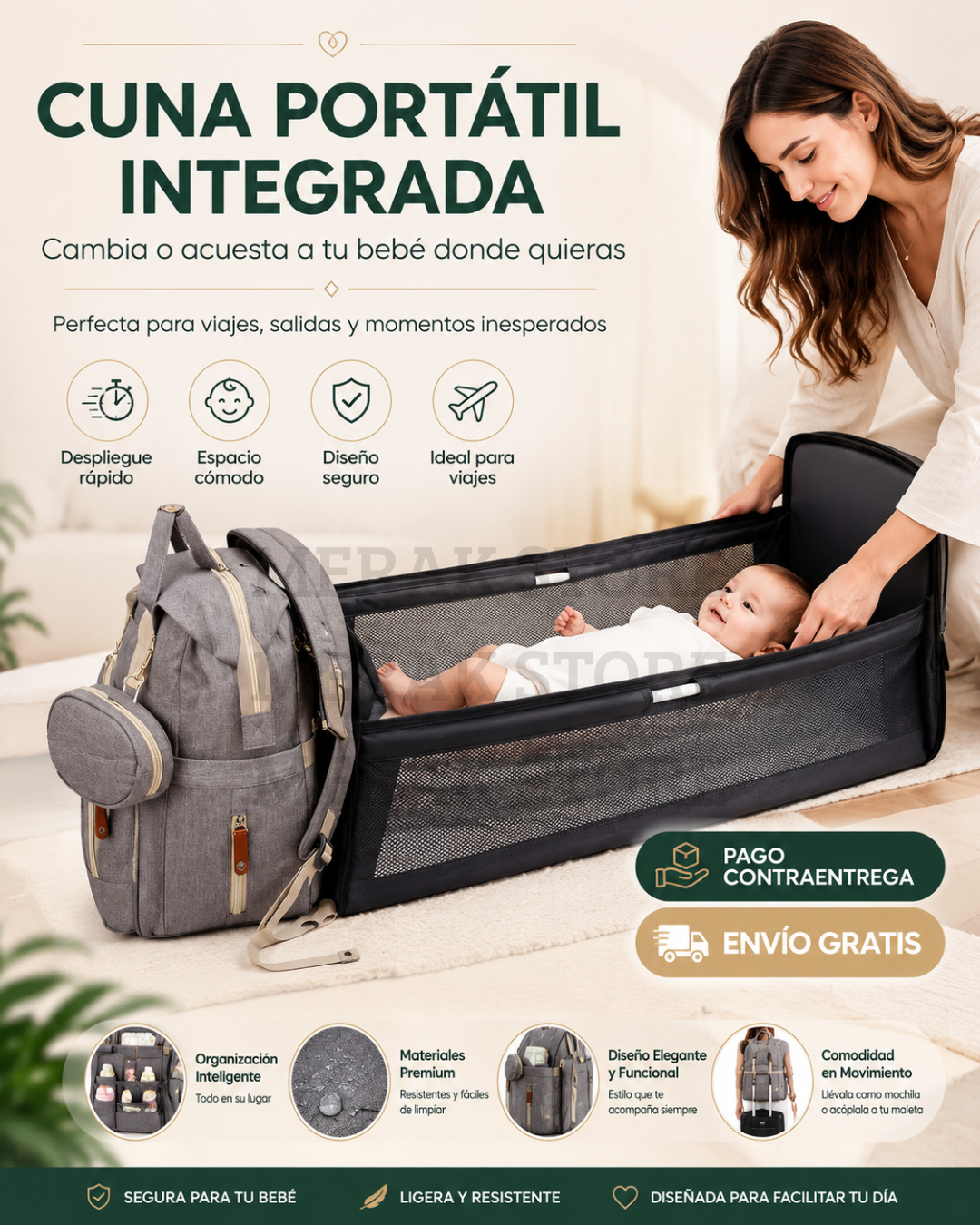 Pañalera Multiusos para Bebé con Cambiador Expandible 💼👶