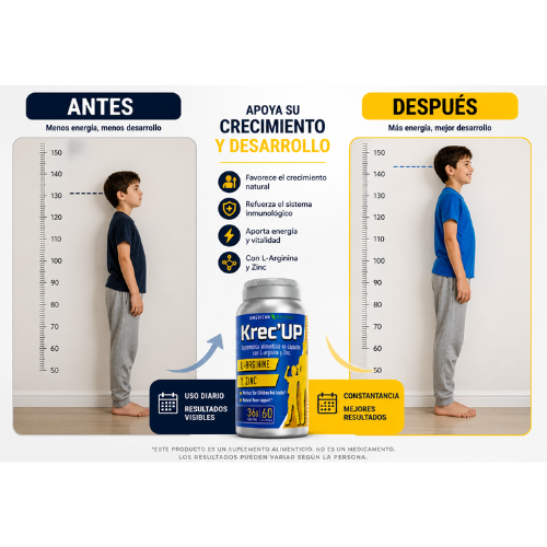 Krec’UP™ – Suplemento Nutricional para Crecimiento y Desarrollo | Oferta Especial 1 o 2 Frascos (Tratamiento Completo de 2 Meses)
