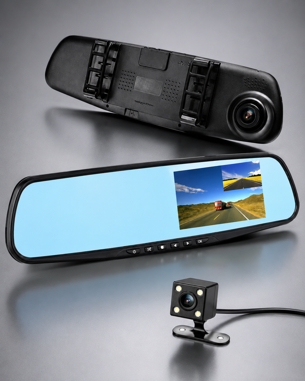 Espejo Retrovisor Inteligente 4 en 1 con Pantalla Táctil