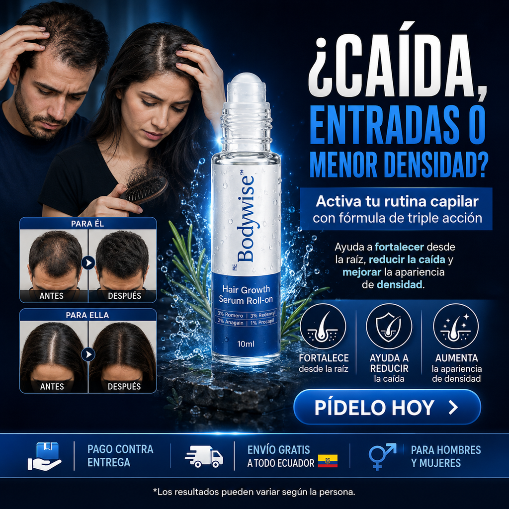 Sérum Capilar Roll-On de Triple Acción para Hombres y Mujeres