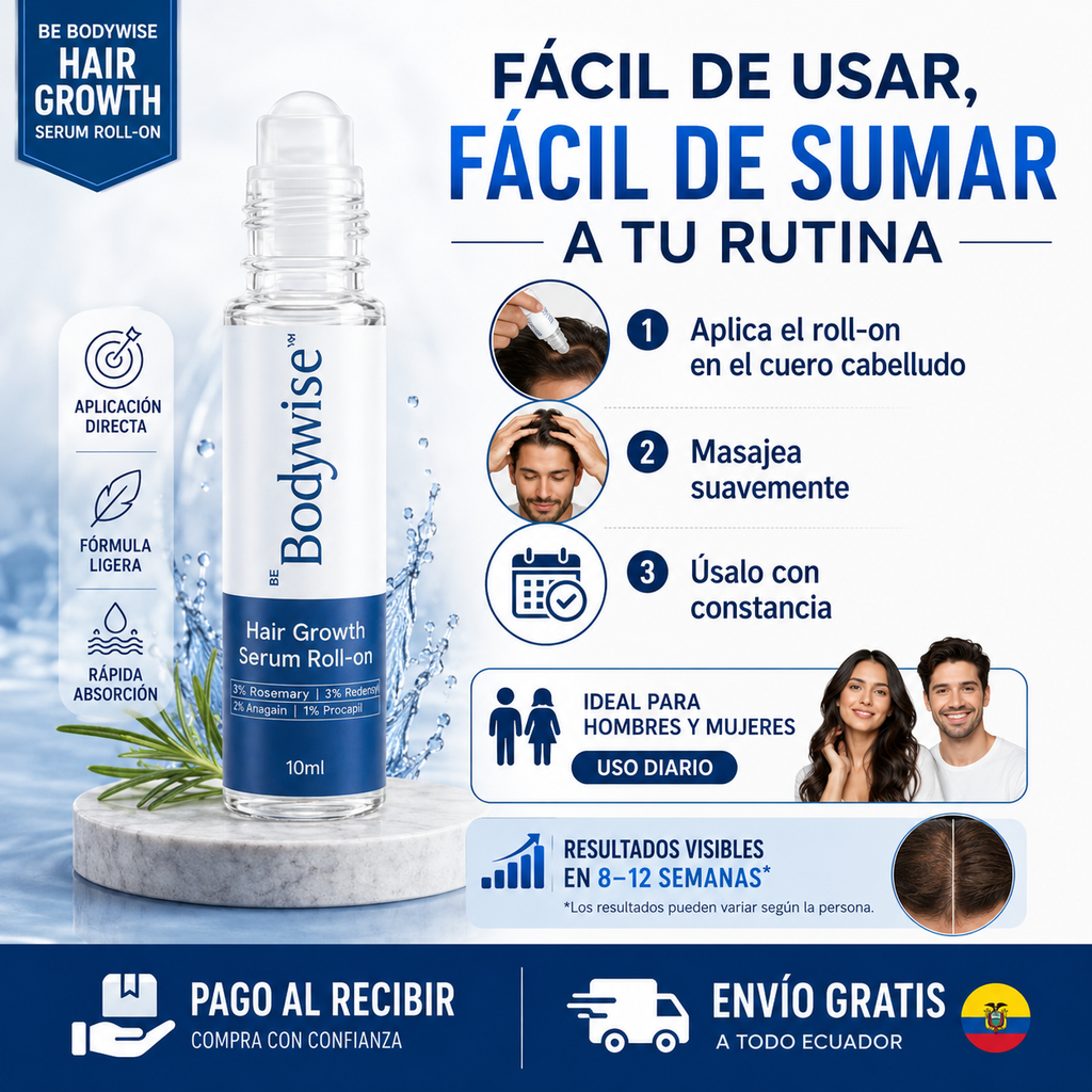 Sérum Capilar Roll-On de Triple Acción para Hombres y Mujeres