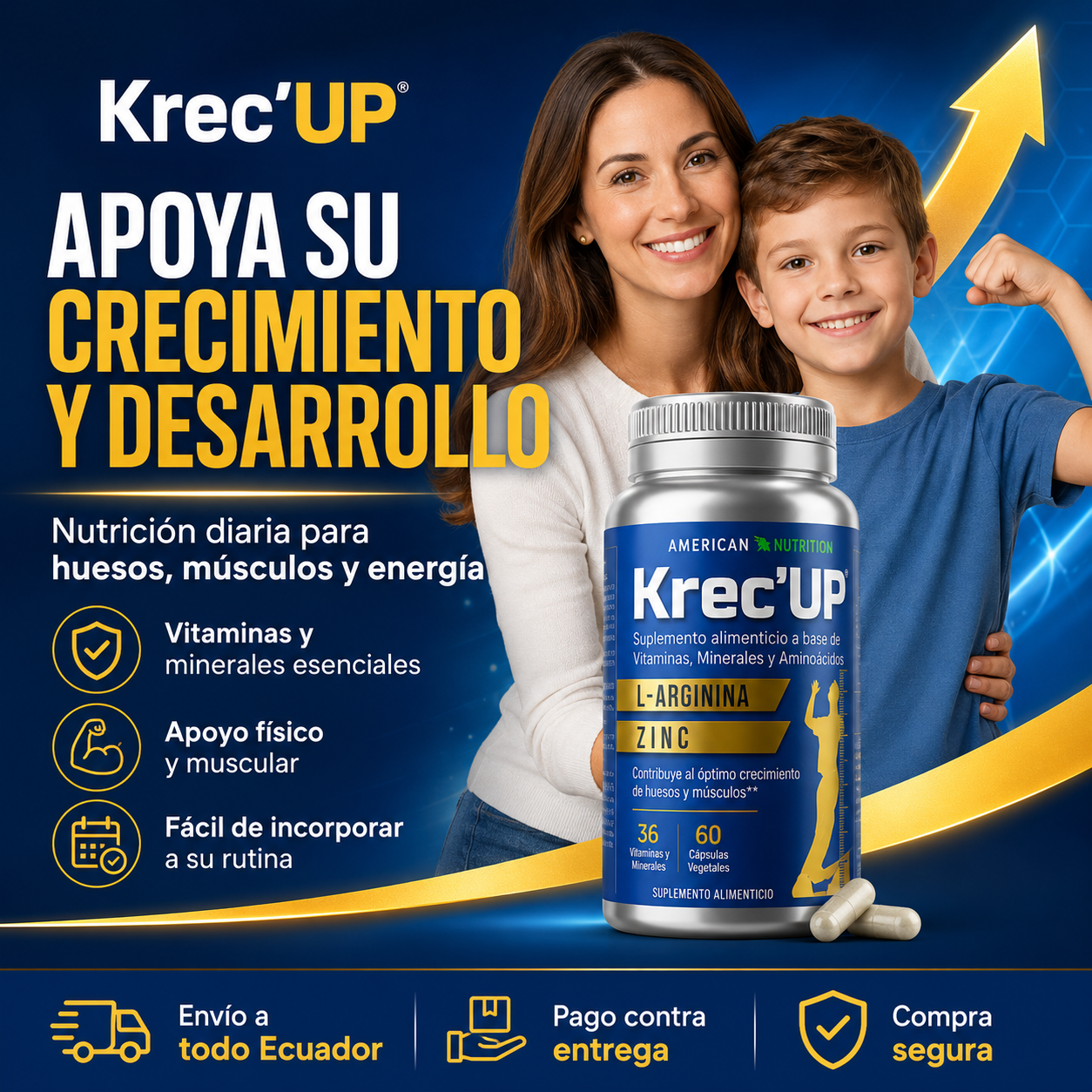 Krec’UP™ – Suplemento Nutricional para Crecimiento y Desarrollo | Oferta Especial 1 o 2 Frascos (Tratamiento Completo de 2 Meses)