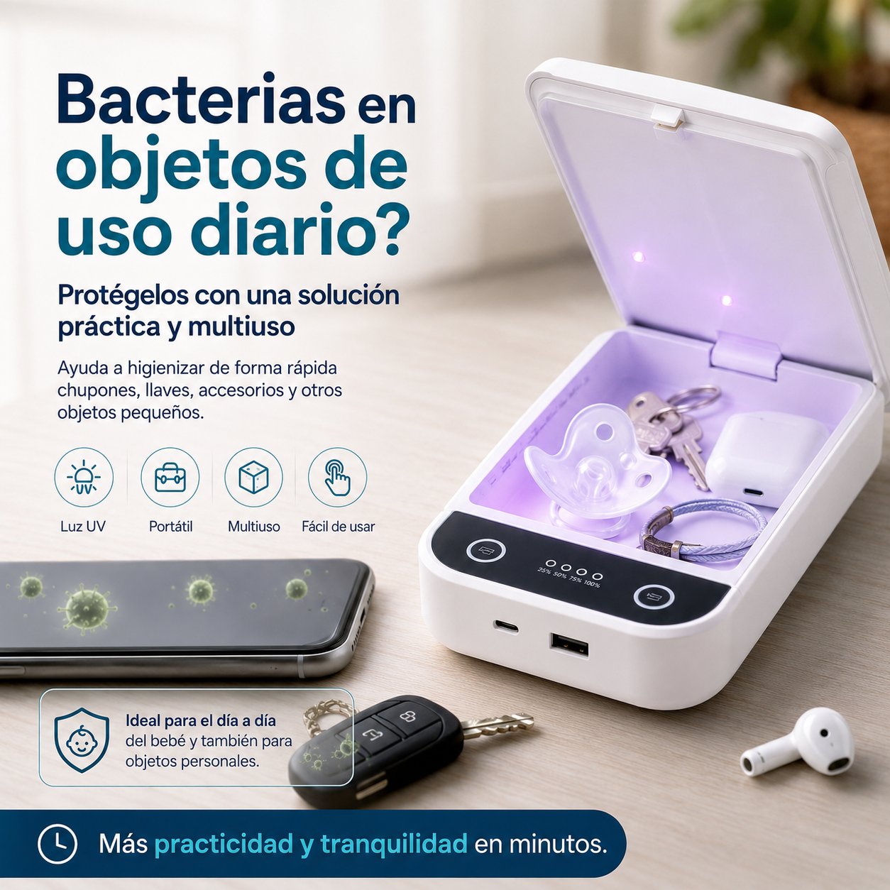 Esterilizador UV Portátil Multiuso para Chupetes y Accesorios