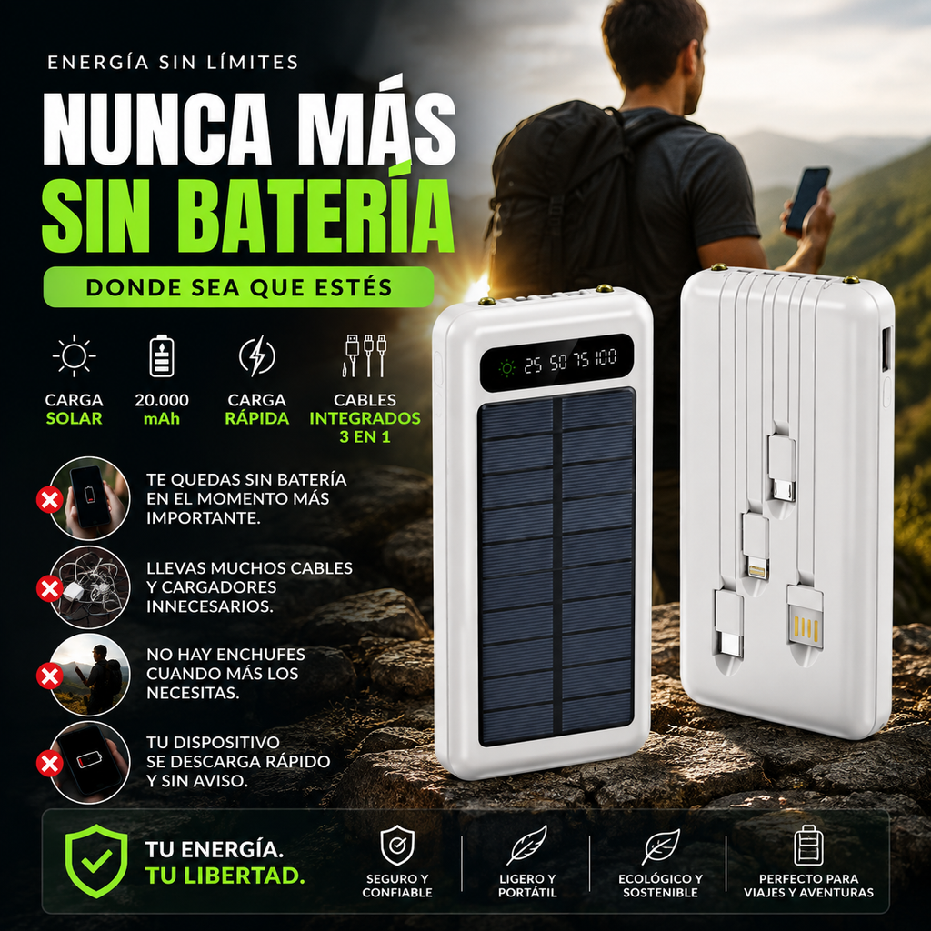 Power Bank Solar 3 en 1 — Energía Siempre Contigo