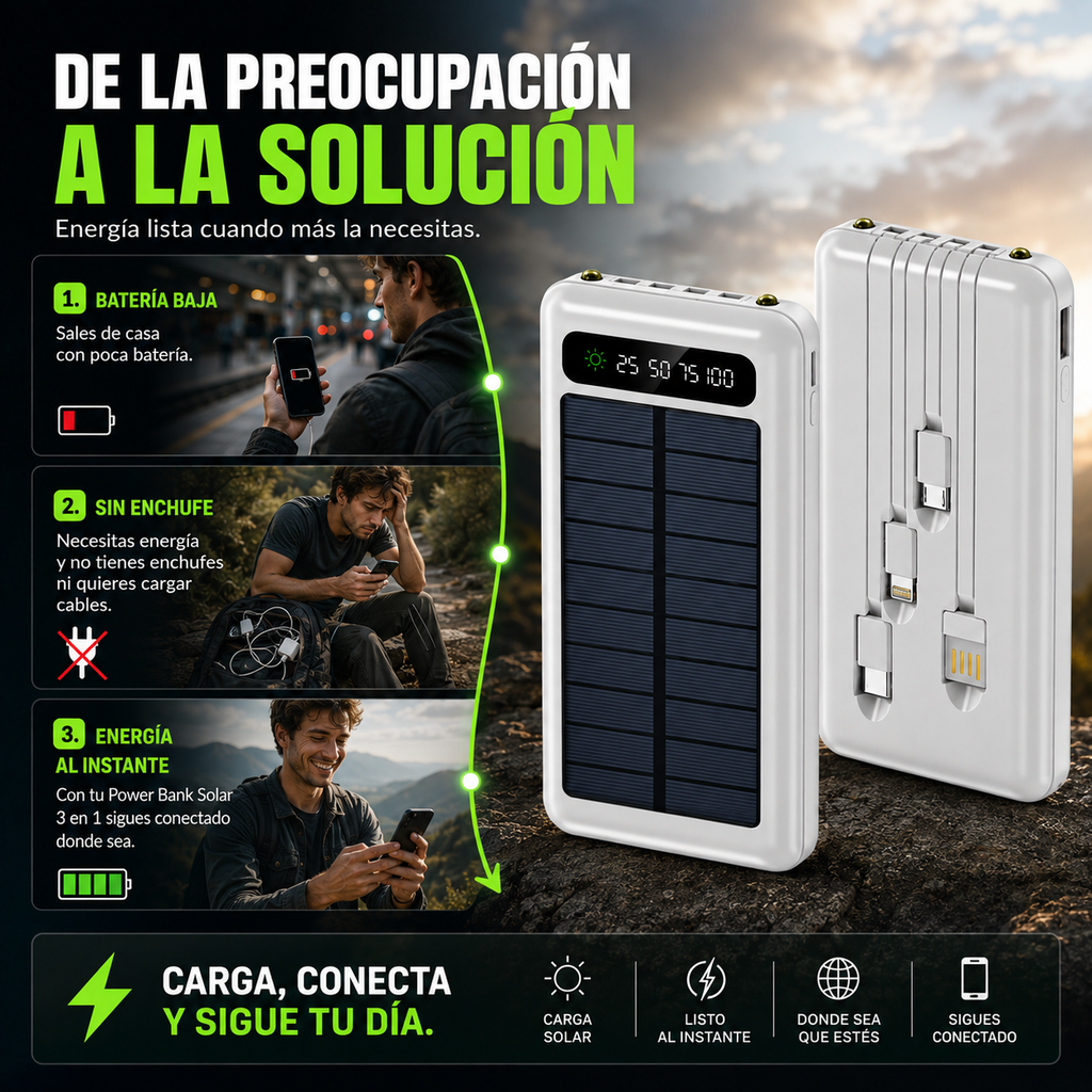 Power Bank Solar 3 en 1 — Energía Siempre Contigo