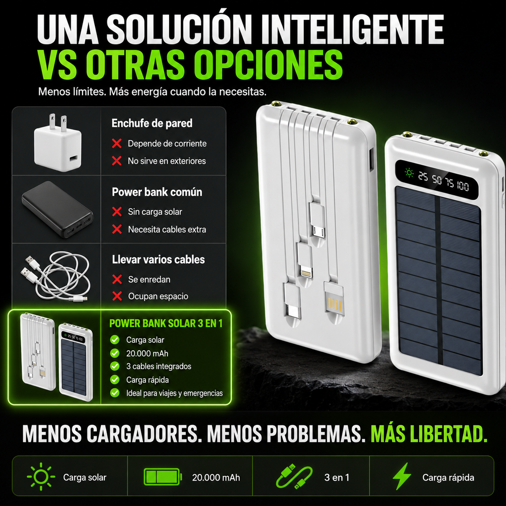 Power Bank Solar 3 en 1 — Energía Siempre Contigo