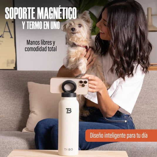 Garrafa Térmica con Soporte Magnético para Celular 360°
