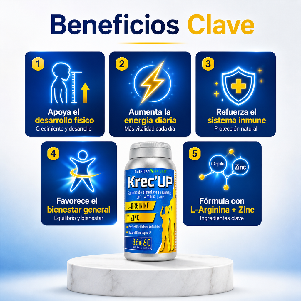 Krec’UP™ – Suplemento Nutricional para Crecimiento y Desarrollo | Oferta Especial 1 o 2 Frascos (Tratamiento Completo de 2 Meses)